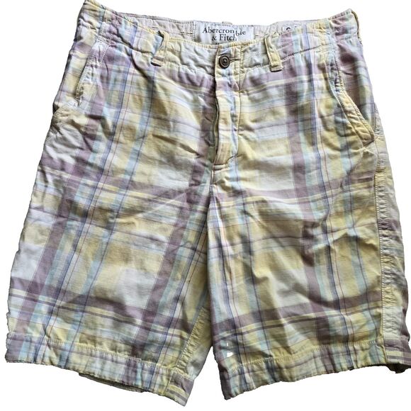 Abercrombie & Fitch Men’s Shorts Plaid Heavy Button Fly Cargo Shorts Size 34 - Picture 1 of 8